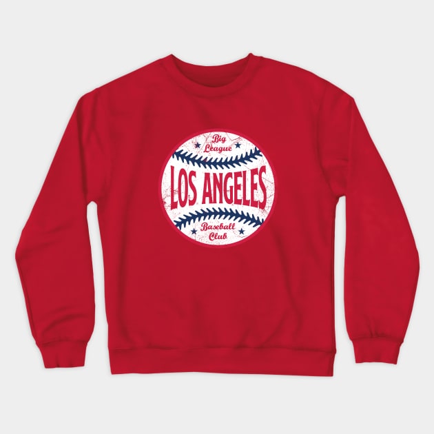 Los Angeles Retro Big League Baseball - Red Crewneck Sweatshirt by KFig21